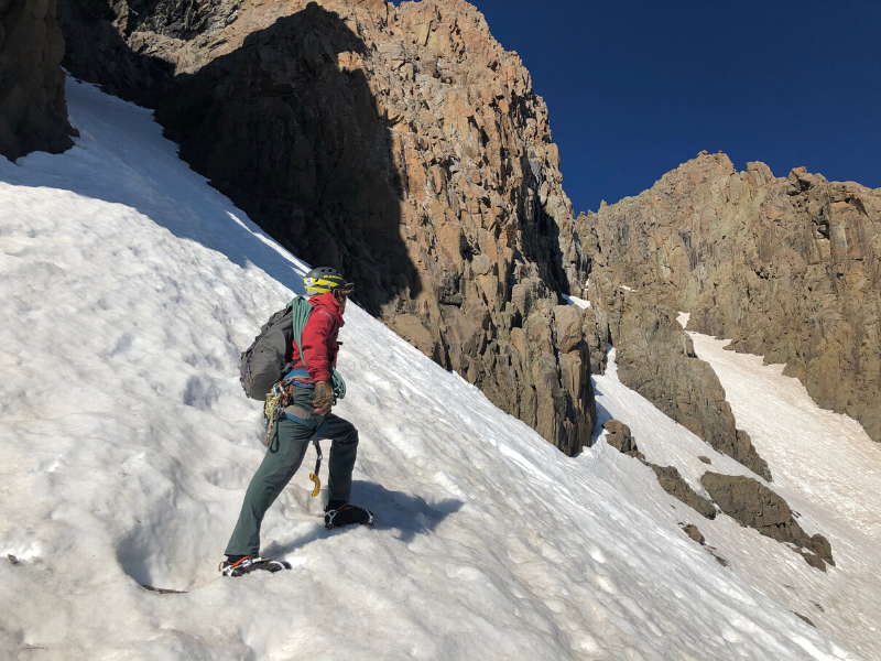 the start of north buttress alpine rock climb mt sneffels