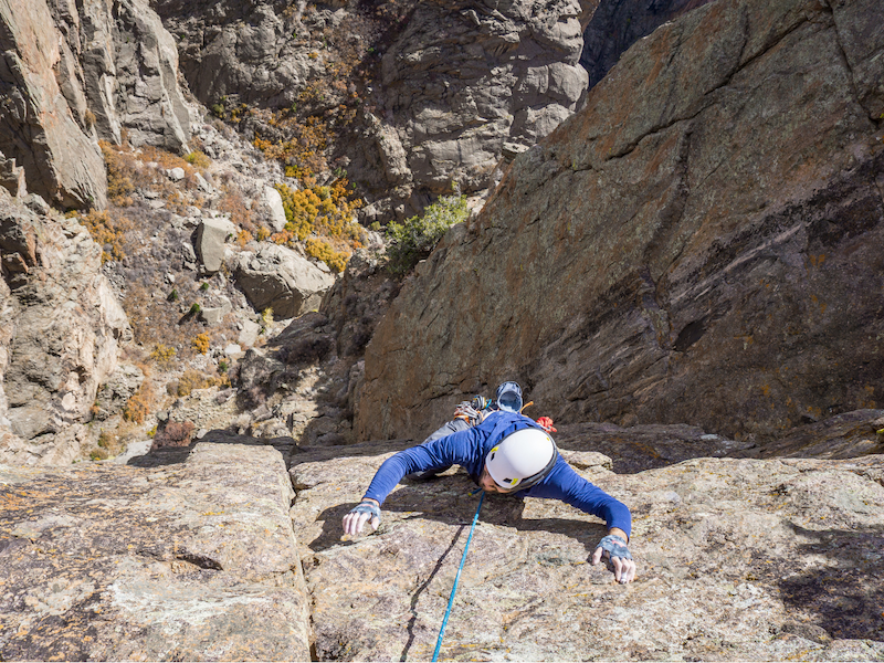 rock climber following in the black canyon
