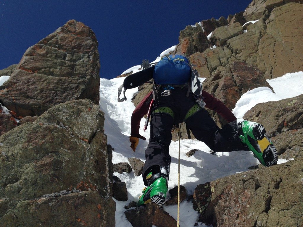 rock climbing in ski boots