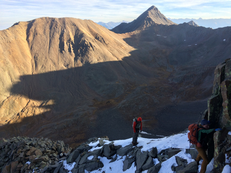early morning climbing the wilson el diente traverse